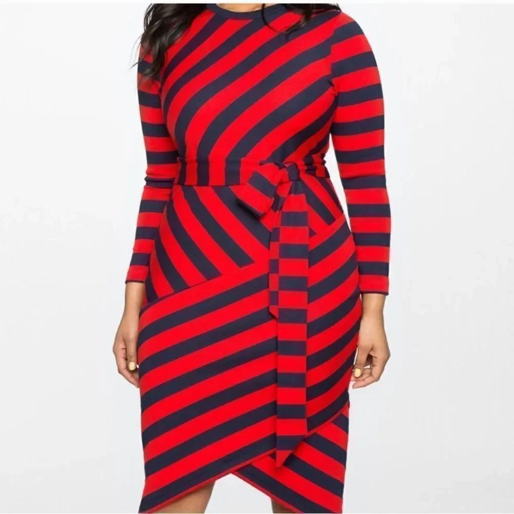 Eloquii blocked stripe bodycon dress